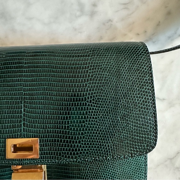 CELINE CLASSIC BOX BAG DARK GREEN LIZARD LEATHER WITH BOX AND DUSTBAG - Picture 11 of 16